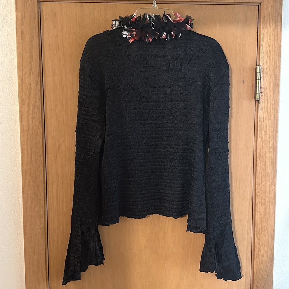 Alberto Makali Women’s Ruffle Lightweight Cardigan Black Pink Size Medium - Picture 7 of 9